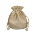 Round jute drawstring bag with logo printed