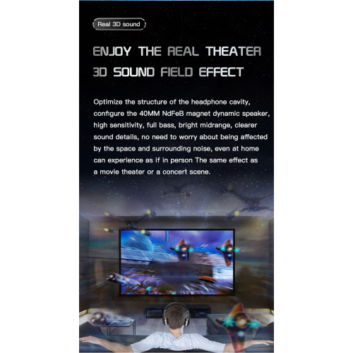 True 3D wireless cinema effect headphone