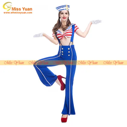 sling long skirt navy elegant female Halloween sailor costume