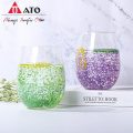 Design Tumbler Glass Kitchen Drinking Stemless Wine Glass