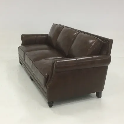 Three person shiny leather sofa