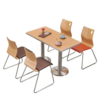 Modern Style Cafeteria Furniture: Laminate Metal Frame Wood Plywood Commercial Table with Iron Legs