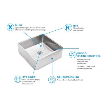 Pía de baño de aceiro inoxidable de última xeración 304