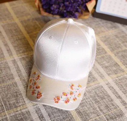 Embroidery Flower Cap Satin Embroidery Baseball Cap