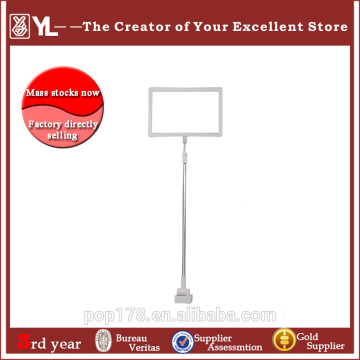 Guangzhou factory new arrive plastic advertising Horizontal Counter Top Stand Metal frame a slot provided in the top Frame