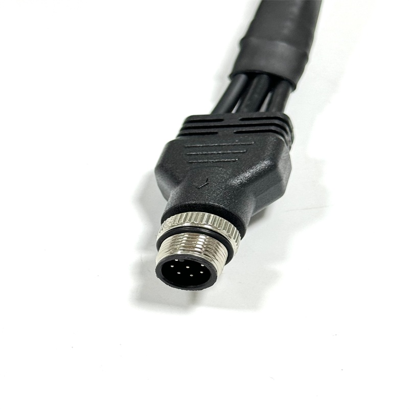 Multi Branch M12 Elbow Connector Braided Wiring Harness