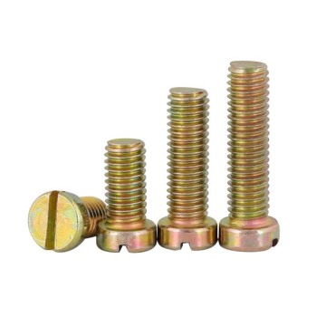GB65 Standard: DIN 84 One Head Machine Screws in Carbon Steel, Plated with Yellow Zinc - Sizes M1.2, M1.4, M1.6, M2, M2.5, and M3