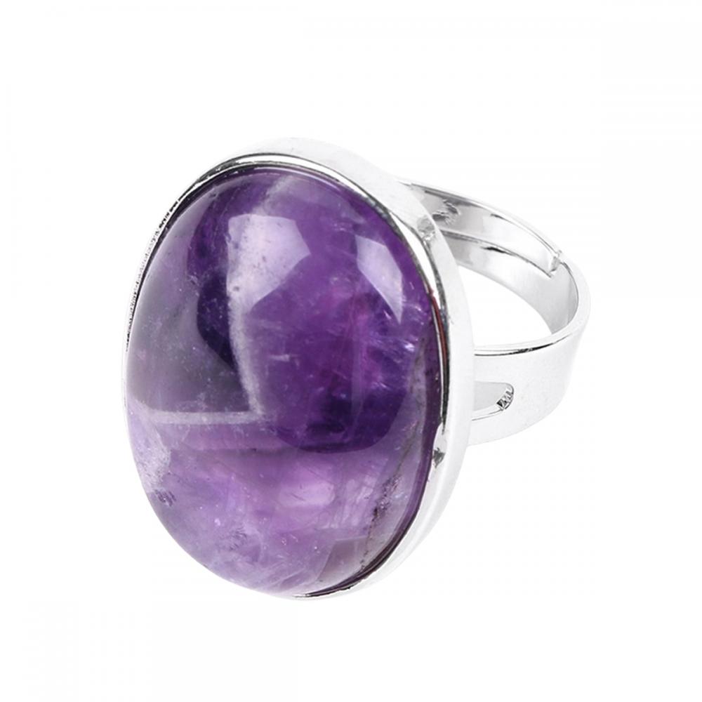 Pierre naturelle 18x25 mm en forme ovale anneau de forme de pierre de pierre gemme quartz mariage anneau ajusté pour femmes cadeaux d&#39;anniversaire d&#39;anniversaire