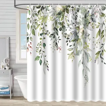 Wholesale Waterproof Mildew Resistant Plant Flower Shower Curtain
