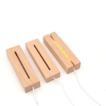 7 couleurs de lampe 3D avec base en bois: lumière de nuit en acrylique LED avec un interrupteur de gradateur