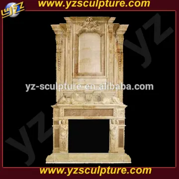 indoor antique pink stone fireplaces carvings statue for sale