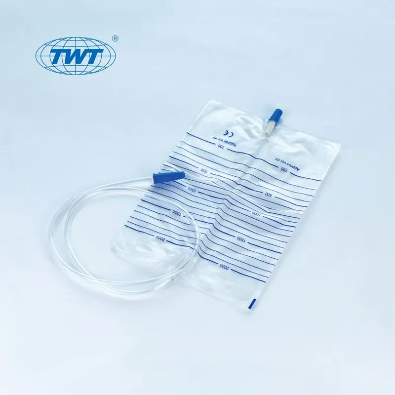 Medical 2000ml Urinary Drainage Bag with Push/Pull Valve
