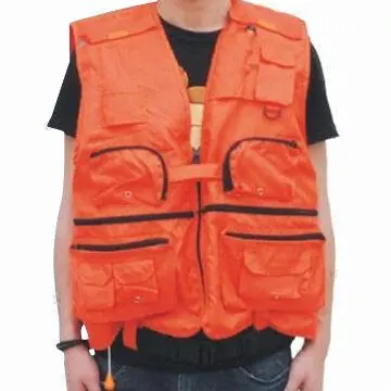 Double chamber inflatable life jacket, vest type
