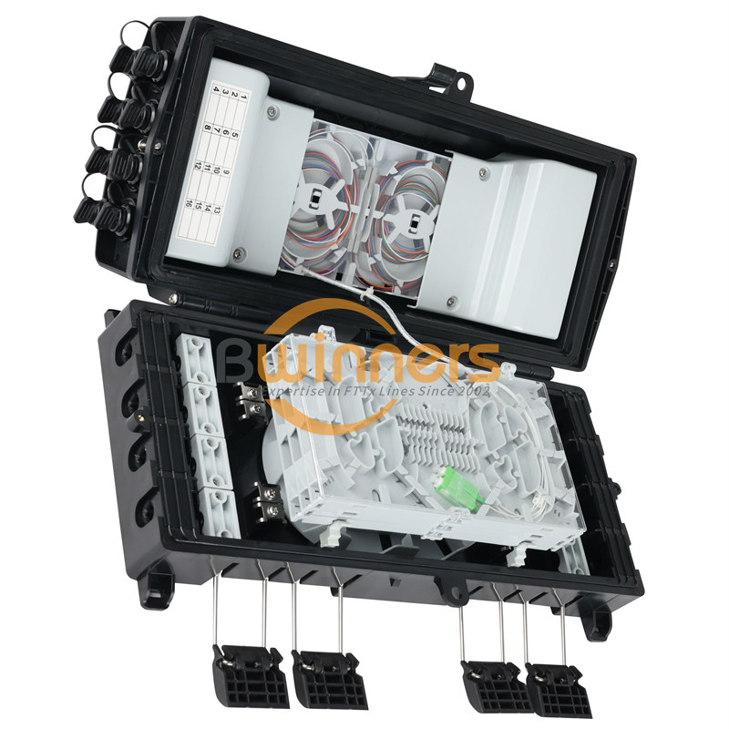 กล่องแจกจ่ายใยแก้วนำแสงที่มี 16 คอร์ Mini IP SC/APC pre-connectors สีดำ