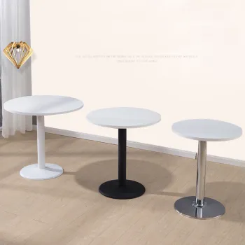 Public Reception Area Office Discussion Round Coffee Table with Steel Legs