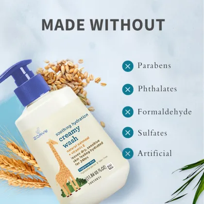 Private Label Baby Body Wash, Soothing Hydration, Creamy Wash 350ml with Natural Oatmeal + Vitamin E