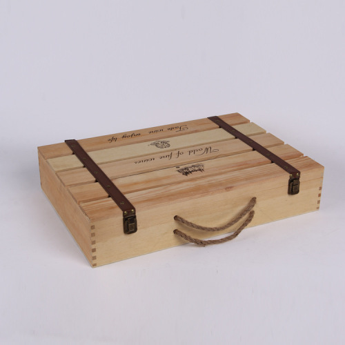 Vintage Pine Wood 6 Bottle Wine Storage Box