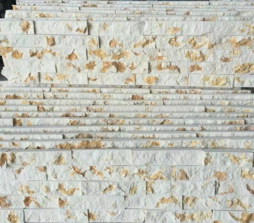 White and yellow cultural stone for interior and exterior wall panels