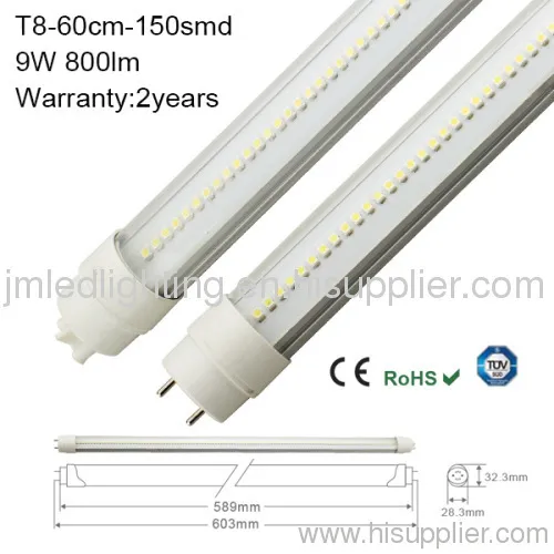 9w T8 Led Tube Light 800lm Aluminium 60cm 