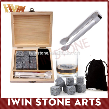 Business Gift Whiskey Stone Set In Wooden Box Ice Cube Rock Whiskey Stones
