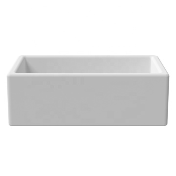 White Modern Kitchen Fireclay Rectangular Single Slot Sink Without Faucet