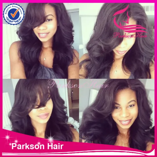 2014 Popular star style with bangs full lace wig super wave brazilian remy hair 6a grade 8-26inch celebrity wigs for black women