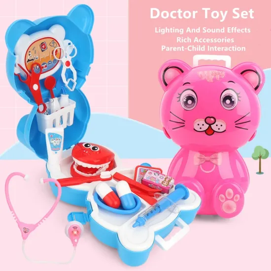 Children's Play House Doctor Toy Set Lighting And Sound Effects Parent-Child Interaction Cartoon Animal Storage Suitcase Toy