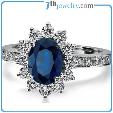 China Wholesale Big Sapphire Diamond Ring Fancy Design for Wedding