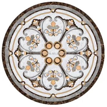 Custom Gold Floor Medallions for Villa Lobby - Hot Selling Waterjet Round Marble Floor Patterns