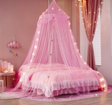 Customizable Twinkle Star Mosquito Net Canopy with LED String Lights: Perfect for Home Decor and Adult Bedding