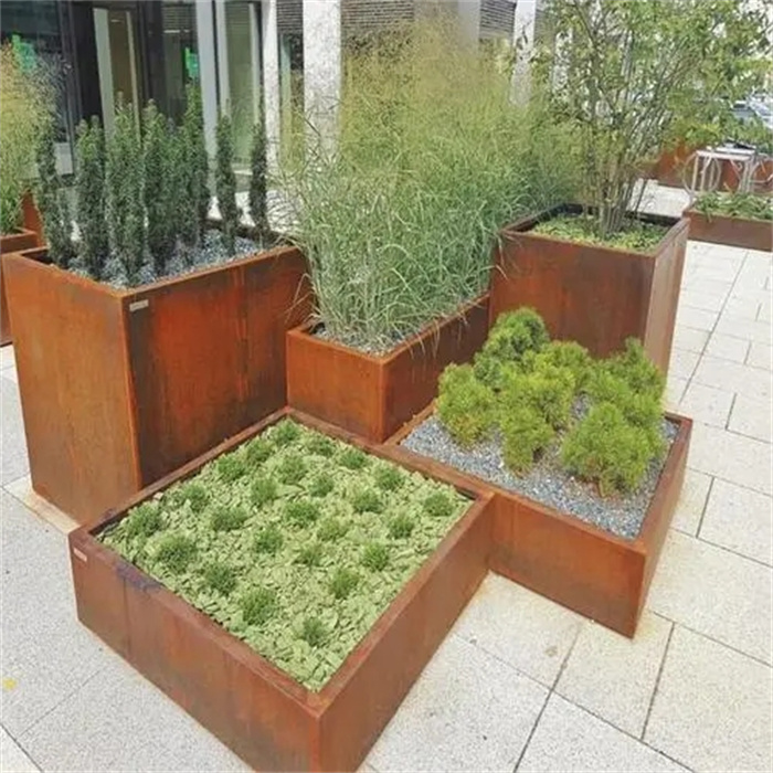 corten steel flower planter