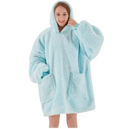 Wearable Blanket Hoodie with Sherpa Lining and Pocket
