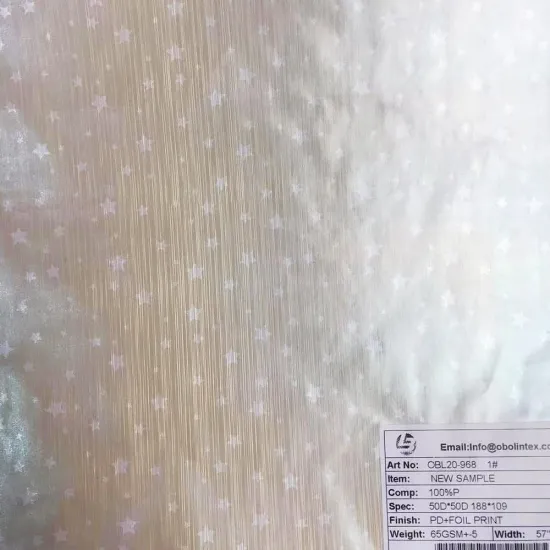 OBL20-968 Fashion Polyester Foil Print Fabric For Down Coat