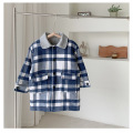 Customized Plaid Top Warm Lapel Coat Kids Clothes