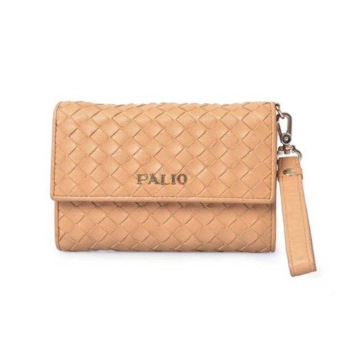 Trendy Weave Leather Wallet Lady Purse With Wristle