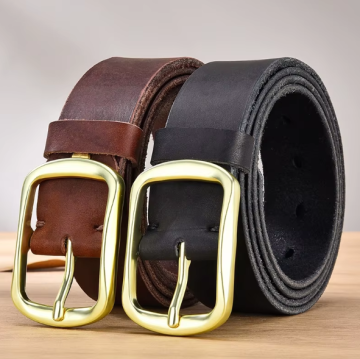 Wholesale 100% Genuine Leather Men's Belts with Embossed Logo and Smooth Buckle