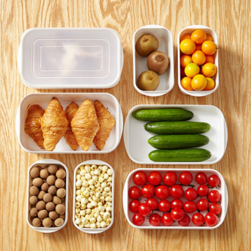 White Microwavable Plastic Food Storage Container with Lid