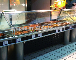 APEX glass door food display counter for warm cold and normal style