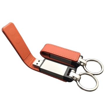 Wholesale Leather USB Flash Drive Memory Sticks 16GB 32GB with Key Chain - Men's Rectangle Shape USB Drives 4GB 1GB 128GB