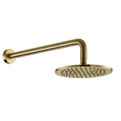 Brushed Gold Shower Arm &amp; Shower Head Set