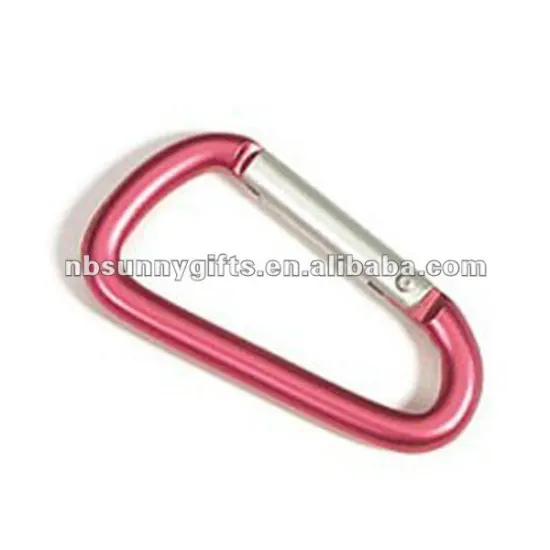 Promotional D shape Flat Aluminum Carabiner with Keychain