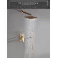 Brushed Gold Concealed Brass Bathroom 2-Function Shower Set