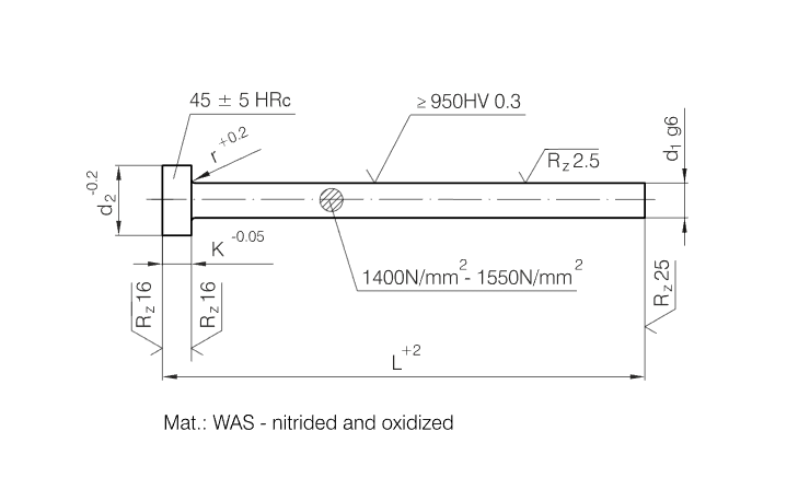 DIN1530/ISO6751 Ejector Pins Nitrided and Oxidized