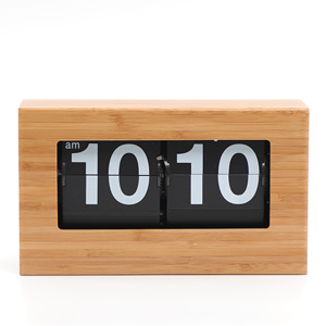 Box Shape Bamboo Material Retro Flip Clock