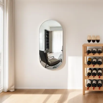 Silver Bathroom Vanity Wall Oval Mirror