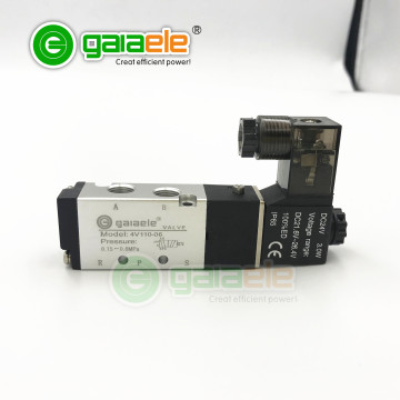 4V110 Series 5/2 Way Directional Airtac Solenoid Valve with LED Coil: 12V, 110V, 220V & DC24V Normally Closed Valve