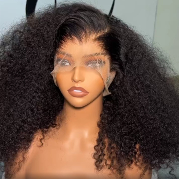 360 Full HD Lace Front Wig - Glueless Kinky Curly Peruvian Human Hair Lace Frontal Wig for Black Women