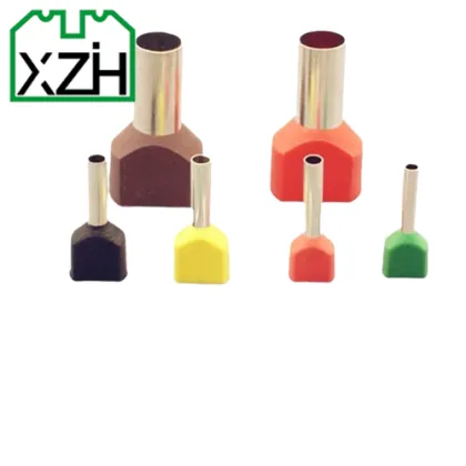 Blue/Gray PP Wire End Terminals TE 2512 Type Pre-insulated Copper Brass Twin Cord End Terminals