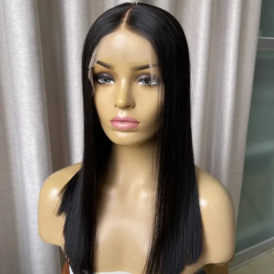 Joywigs Human Hair Lace Front Wig: 16-inch Straight Brazilian Hair with 180% Density - Natural Color