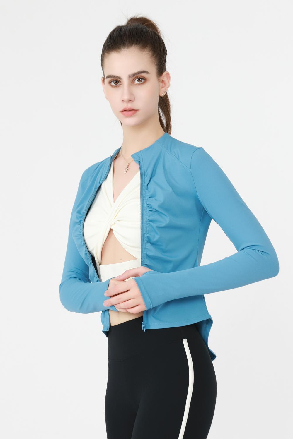 The Blue Pleated Yoga Top